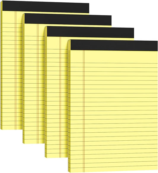 Note Pads 5x8, 4 Pack Small Legal Pads 5x8 Yellow Pad, College Ruled Legal Notepads, Lined Pads of Paper 5x8 Yellow Paper Writing Pads, 30 Sheets Per Notepad for School, Home, Office, Business