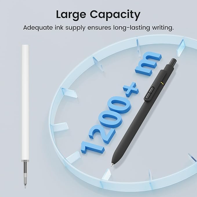 8Pcs Black Gel Pens - 0.7mm Medium Point Black Ink Pens | Smooth Writing - Quick Drying Retractable Pen for Men Women (Classic - 8Pcs)