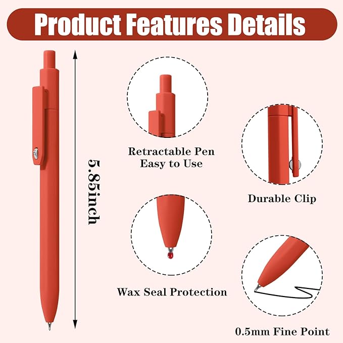 Vitoler Gel Pens,8pcs Fine Point Pens,0.5 mm Black Ink Pen Quick-Dry,Smooth Writing Pen for Journaling Bible School Office Supplies,Gifts for Women