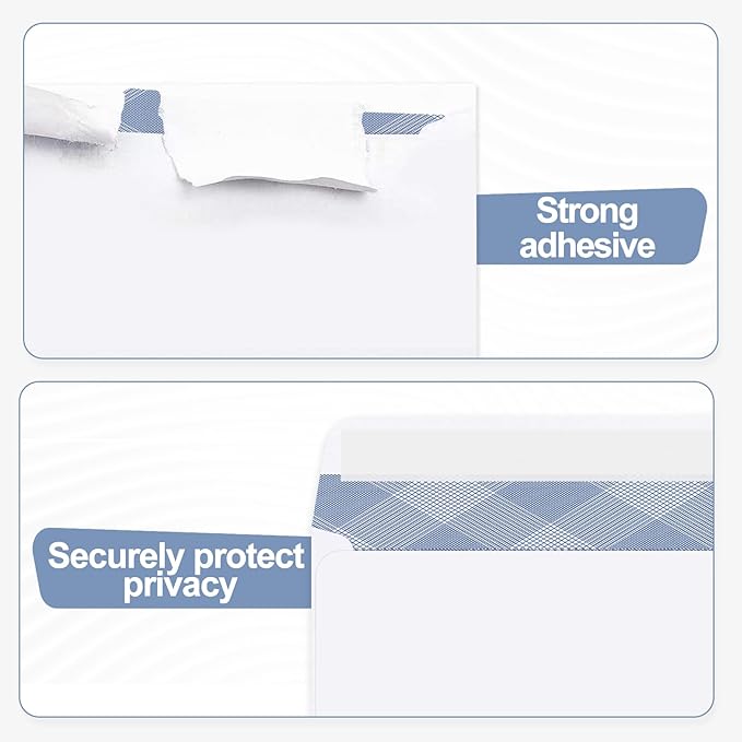 #10 Security Self-Seal Envelopes, PANDRI Windowless Business Mailing Envelopes, Security Tint Pattern for Secure Mailing, Invoices and Statements, Size 4-1/8 x 9-1/2 Inch - 24 LB - 500 Count
