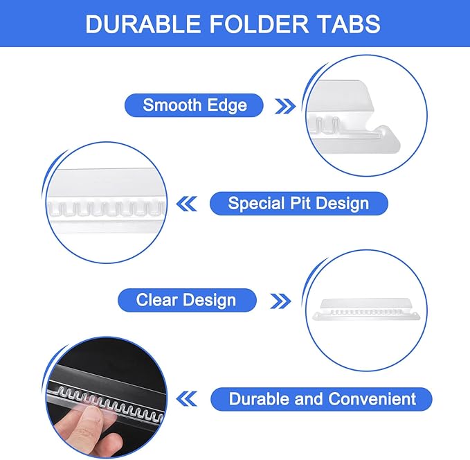uxcell Hanging File Folder Tabs, 4 Inch Insertable Tabs and Inserts Plastic Clear File Organizer Labels Filing for Folder Quick Identification, Clear, 50 Pcs