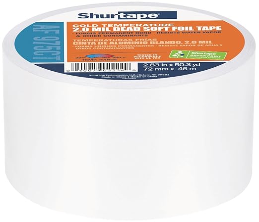 Shurtape AF975 AF-975 Aluminum Foil Duct Tape 3" x 50 Yds Silver Print, 72mm,