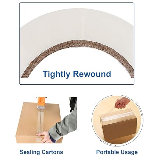 PERFECTAPE Heavy Duty Packing Tape 12 Rolls with 6 Dispensers, Clear, 2.7 mil, Ultra Adhesive, 1.88" x 60 Yards, Refill for Packaging, Moving and Shipping