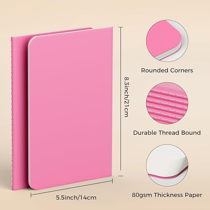 12 PCS Colorful Blank Notebook Journals Bulk, 60 Pages, 5.5 x8.3 inch, A5 Unlined Travel Journal Set for Travelers, Kids, Students and Office, Writing Drawing Sketchbook Diary Subject Notebooks