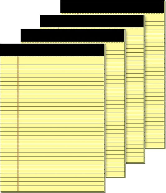 Legal Pads 8.5 x 11, 4 Pack of Yellow Note Pads 8.5 x 11.75 Notepad Wide Ruled Yellow Legal Pads 30 Sheets Writing Pads 21lb Yellow Paper Pads Micro Perforated Legal Pad for Office, School, Home