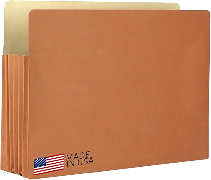 The File King Accordion File Folders Letter Size | Box of 10 Redropes | Expanding File Folder - 5.25" Expansion | Expandable Accordian File Organizer Pocket | Redwell Filing Organization & Storage