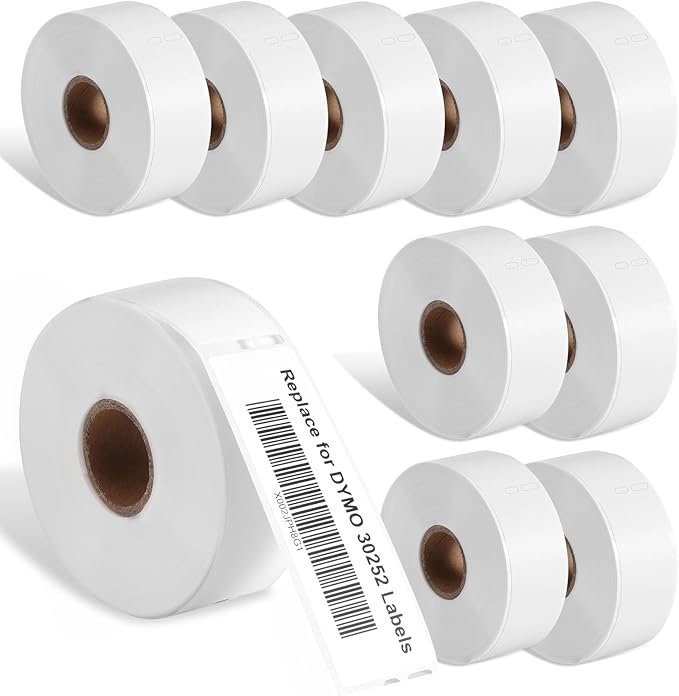 Compatible with Dymo LabelWriter 30252 (1-1/8" x 3-1/2") Address Label Maker Refills for 450, 450 Turbo, 4XL Desktop Printers, 28mm x 89mm Barcode/Address Labels, 350 Stickers/Roll, 10 Rolls