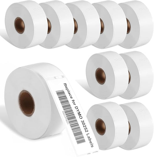 Compatible with Dymo LabelWriter 30252 (1-1/8" x 3-1/2") Address Label Maker Refills for 450, 450 Turbo, 4XL Desktop Printers, 28mm x 89mm Barcode/Address Labels, 350 Stickers/Roll, 10 Rolls
