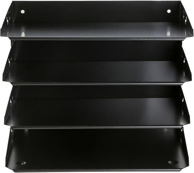 Huron Desktop Horizontal 4-Slot File Binder Organizer Storage Letter Tray, Black Commercial Grade Steel