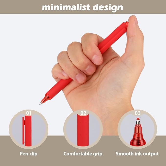 WY WENYUAN Pens Bulk, 30-Pack Red Ballpoint Pens (1.0mm Medium Point) - Smooth Writing No-Smear Click-Type Bulk Pens for School,Corporate,Journals