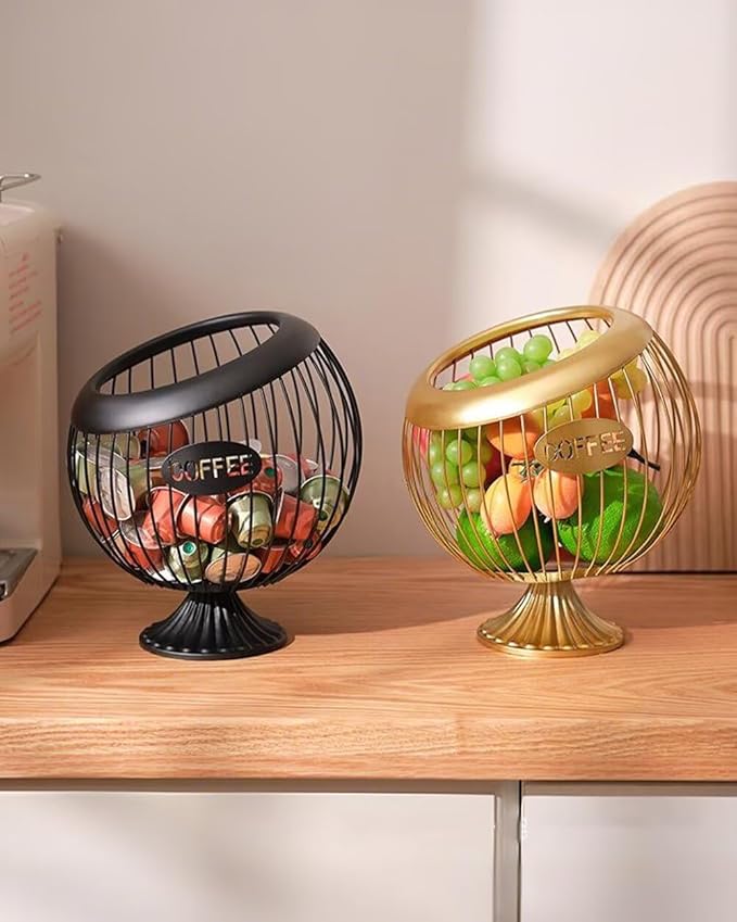 Coffee Pod Holder Large Capacity Coffee Pod Storage Metal Kitchen Countertop Organizer for Home Office Gold B