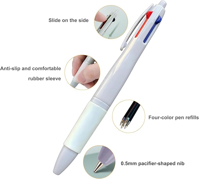 4-Color Retractable Oil Gel Pen 6-Pack 0.5mm Round-Tipped Ballpoint Nib, Smooth Writing 4-in-1 for Office & School Supplies multicolor pen in one