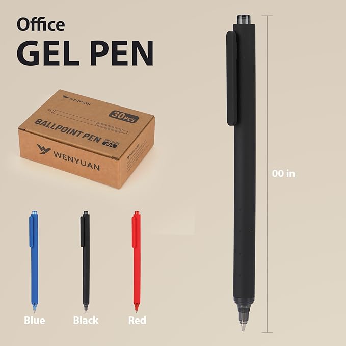 WY WENYUAN Pens Bulk, 30-Pack Black & Red & Blue Ballpoint Pens (1.0mm Medium Point) - Smooth Writing No-Smear Click-Type Bulk Pens for School,Corporate,Journals