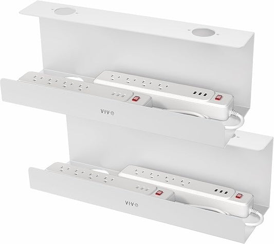 VIVO Under Desk 17 inch Extra Deep Cable Management Trays, Power Strip Holders, Cord Organizers, Wire Tamers for Office and Home, White, 2 Pack, DESK-AC16-2CW