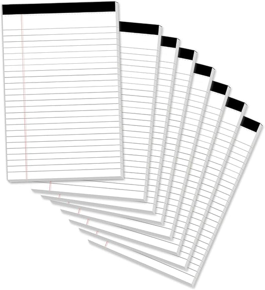 Legal Pads 5 x 8 Inch Notepad, 8 Pack Note Pads College Ruled Perforated Memo Pad for Work Study Daily Note Taking List, Lined Writing Pads Memo Refills Notepads for Office Home School, 30 Sheet/Pad