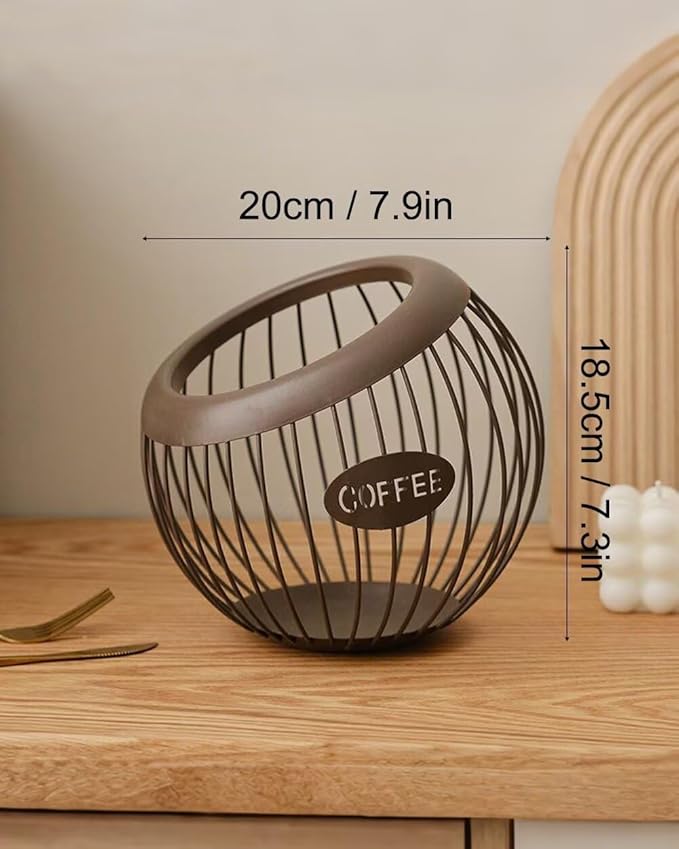 Coffee Pod Holder Large Capacity Coffee Pod Storage Metal Kitchen Countertop Organizer for Home Office Brown A