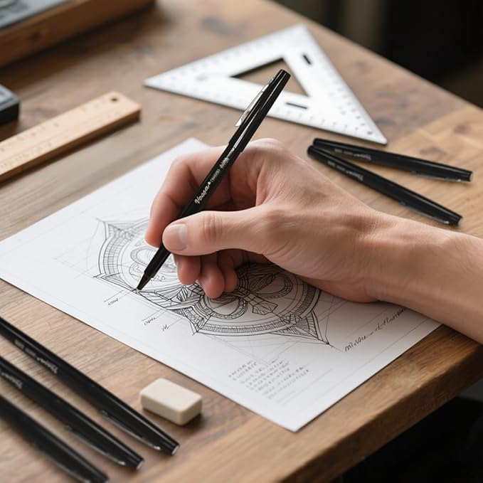 Felt Tip Pens Black, Medium Point (0.7mm), 32 Pack Felt Tip Markers for Writing, Journal, Planner Coloring, Note Taking, School Supplies for Teachers & Students