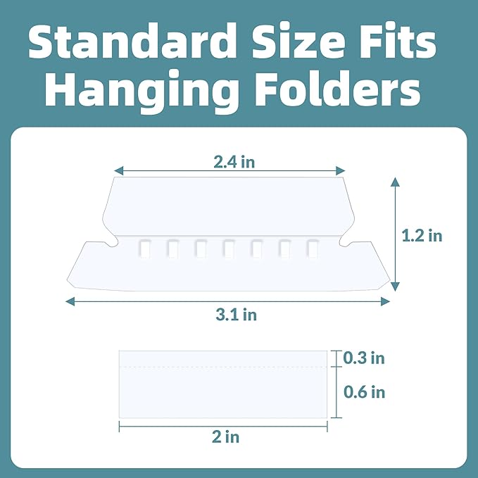 File Folder Tabs, SUNEE 50 Sets Hanging File Folder Labels Tabs and Inserts for Hanging Files Folders