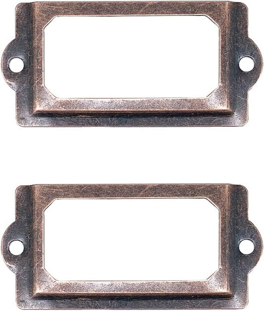 [32 Pack] Antique Copper Office Library File Drawer Cabinet Card Tag Label Holder Metal Frame 70mm x 33mm