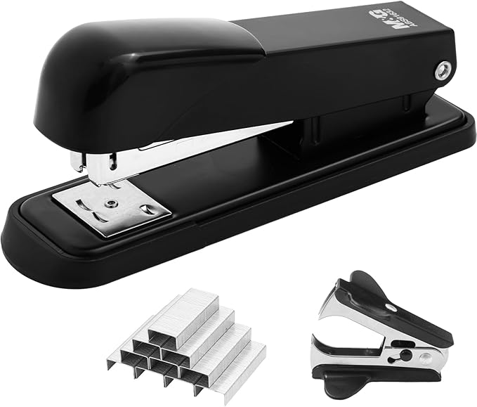 M&G Desktop Stapler Office Stapler with 1000 Staples and Remover, 25 Sheet Capacity, Metal Staplers for Desk, Two Binding Modes, Black