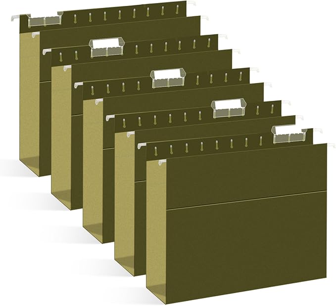 Extra Capacity Hanging File Folders, RAZCC 30 Pack Letter Size Reinforced Hanging Folders with Heavy Duty 2 Inch Expansion for Bulky Files, Filing Cabinet, Adjustable Tabs, Green