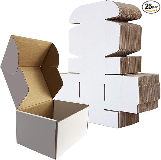 RLAVBL 6x4x3 Inches Shipping Boxes Set of 25, White Small Corrugated Cardboard Box, Mailer Boxes for Packing Small Business