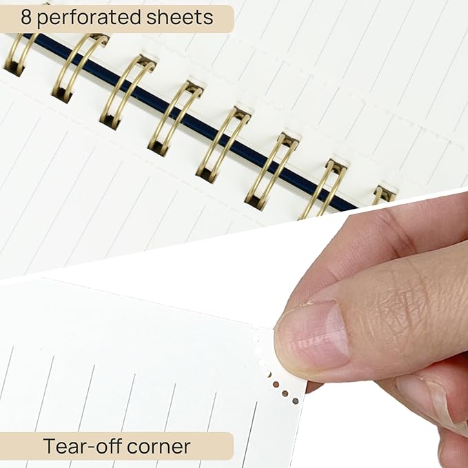 POPRUN Lined Spiral Journal Notebook, [A5-5.75'' x 8.25''] - 120 GSM Thick Paper, 144 Numbered Pages, College Ruled Notebook for Men & Women with Pocket, Index Tabs, 8 Perforated Sheets, Violet