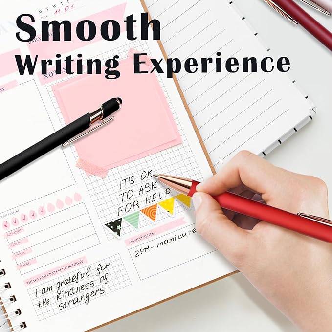 Custom Pens Personalized Bulk with Multiple Colors,Double-Sided Customized Pens with Text,Logo & Stylus,Fine Point Smooth Writing Engraved Mental,Ideal for Business Promotions,Students,Christian