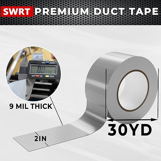 SWRT 9 Mil 2-Pack Silver Heavy Duty Duct Tape Strong Adhesive, 2 in x 30 YD (Total 60YD) Duct Heavy Duty Waterproof All Weather Gray Duct Tape No Residue Sealing & Patching for Indoor&Outdoor Repair