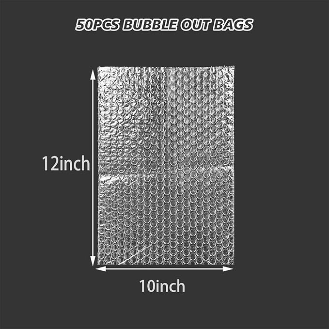 50Pcs Bubble Pouche Wrap, 10”x12” Bubble Bags for Shopping, Double Wall Bubble Cushioning Wrap Bags for Mailing Packing, Moving and Storage Fragile China Dishes Electronic Item