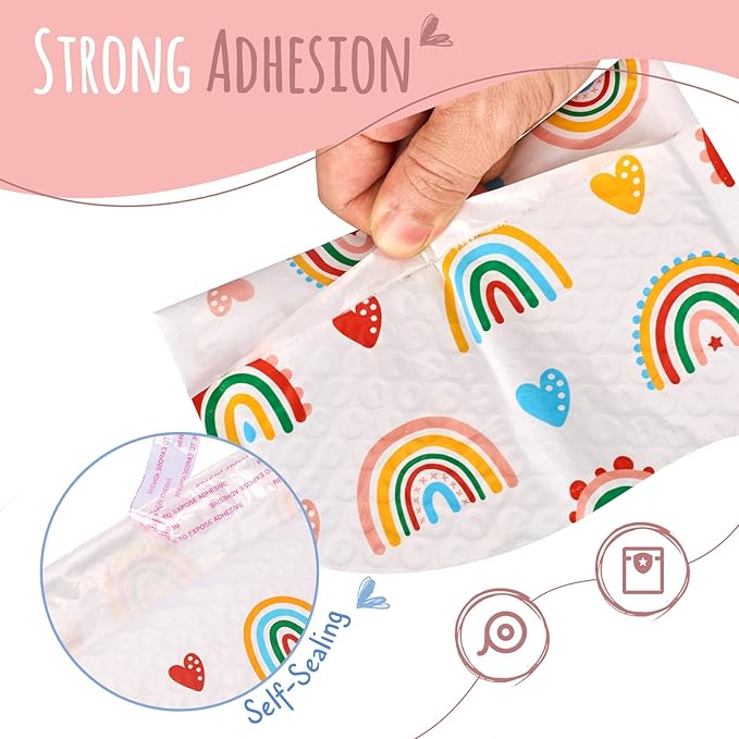 Metronic Bubble Mailers 8.5x12" 240pc Usable Size 8.5x11,Waterproof Mailing Padded Envelopes for Small Business,Cushioning Bubble Wrap Mailer Bags,Shipping Envelopes for Gift,Small Items Rainbow