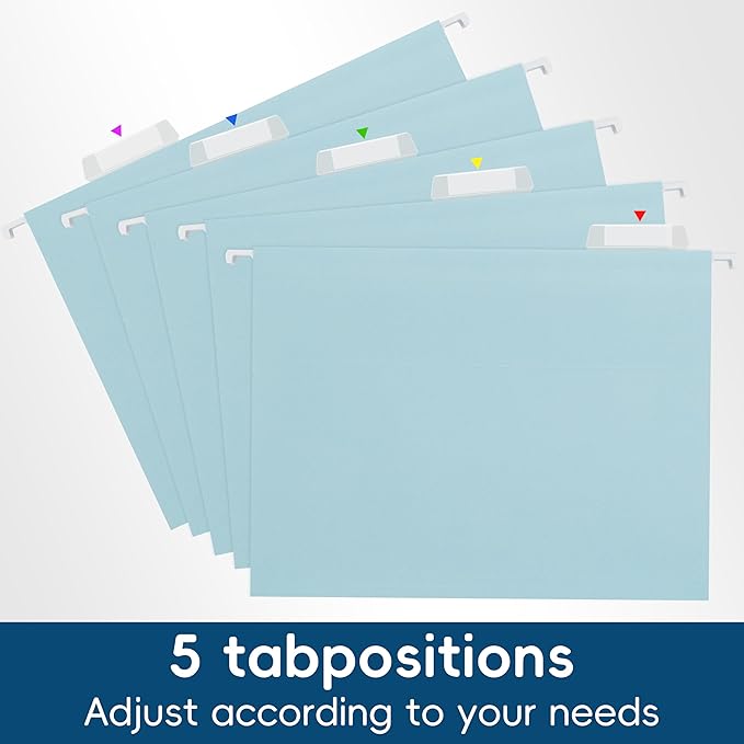 Hanging File Folders, 25 Pack Letter Size File Folders with 1/5-cut Tabs, Office Essentials for Filing Cabinet & Desk Storage