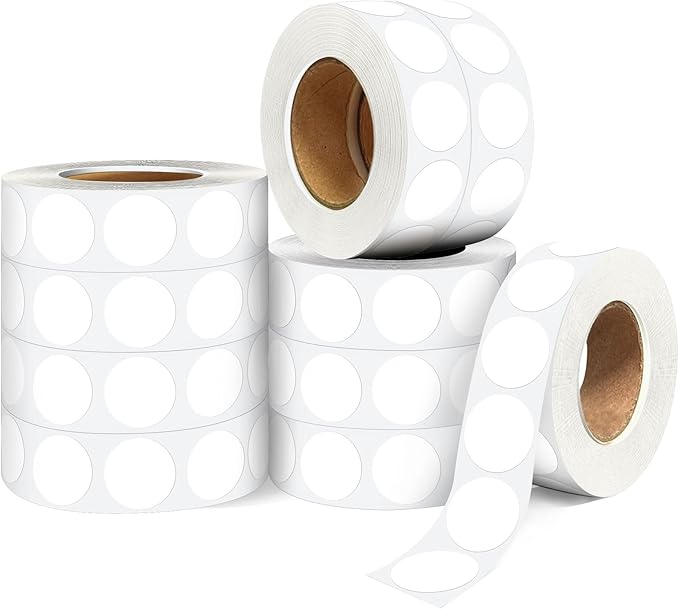 ‎‎WANSTE 10Rolls 10000PCS 0.75 Inch Small White Circle Sticker, Permanent Sticky Dot Color Code Labels in Dispenser Box,Round Blank Labels Total for Documents, Inventory,Calendars, CDs,Garage Sales