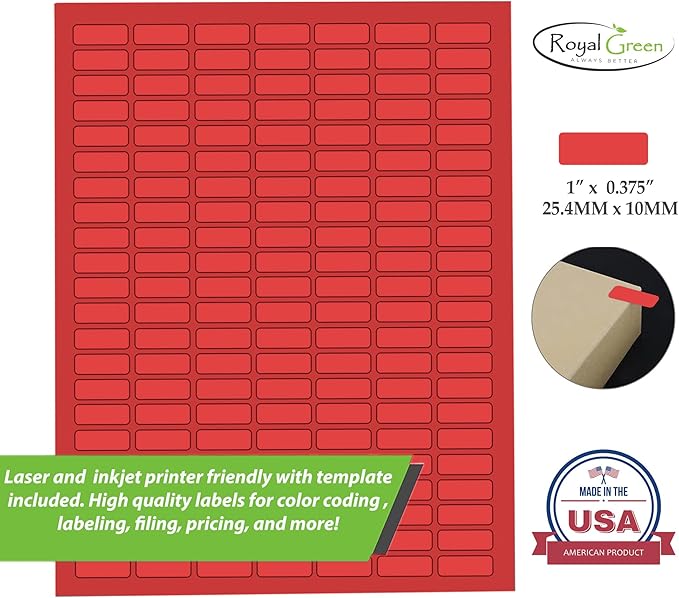 Small White Rectangular Labels + Color Printable Labels - 1540 Value Pack - Coding Labels Produce Excellent Results with Standard Laser Printer-Template Included