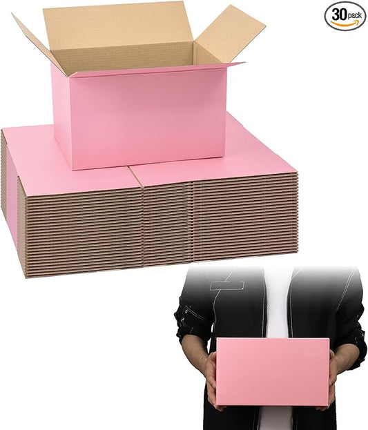Pink Shipping Boxes 10x7x6 Inches, 30 Pack Mailer Boxes for Small Business, Corrugated Cardboard Boxes for Packaging, Shipping, Mailing