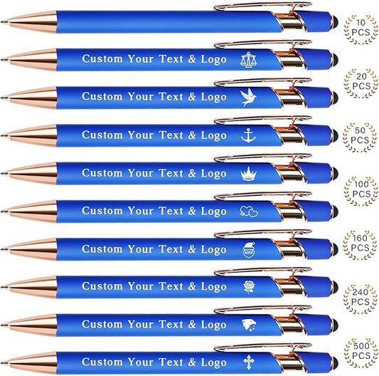 Custom Pens Personalized Bulk with Multiple Colors,Double-Sided Customized Pens with Text,Logo & Stylus,Fine Point Smooth Writing Engraved Mental,Ideal for Business Promotions,Students,Christian