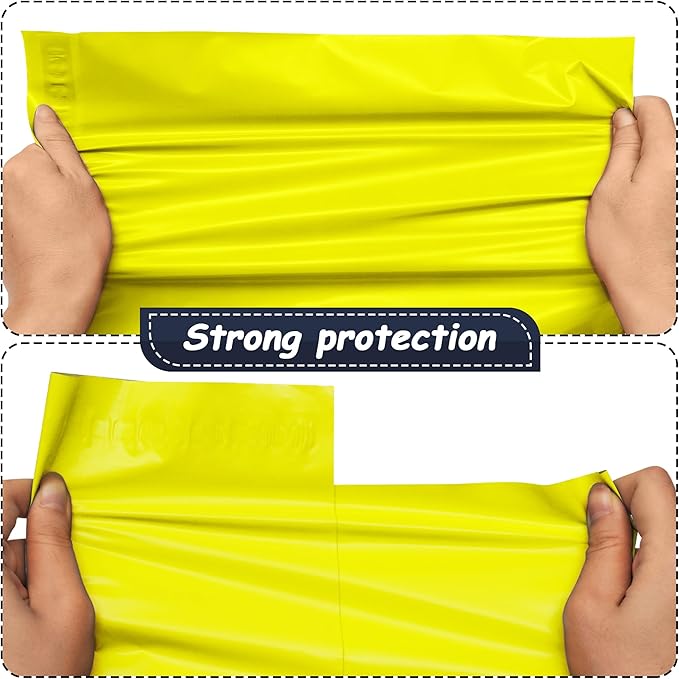 Yellow Poly Mailers 9x12 Inch 100 Pcs, Strong Adhesive Shipping Bags for Clothing, Self-Sealing and Waterproof Mailing Envelopes, Privacy Protected Mailer Bags for Small Business