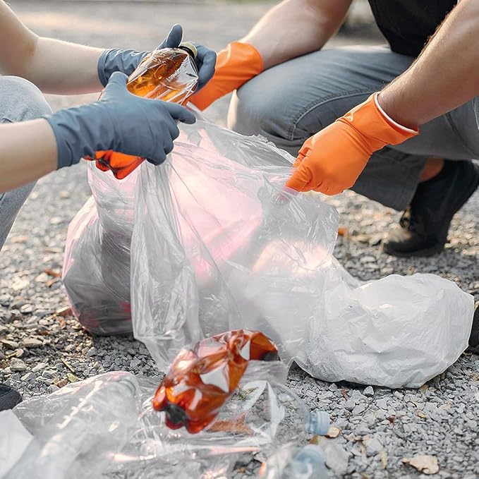 55 Gallon Clear Trash Bags, (50 Bags w/Ties) Large Clear Plastic Recycling Garbage Bags