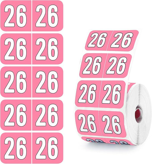 500 Pcs 2026 Year Stickers, Waterproof File Folder Labels, Self-Adhesive Rectangle Tabs for End Folders and Envelopes, Number Tabs, Office and Home Supplies (Pink)