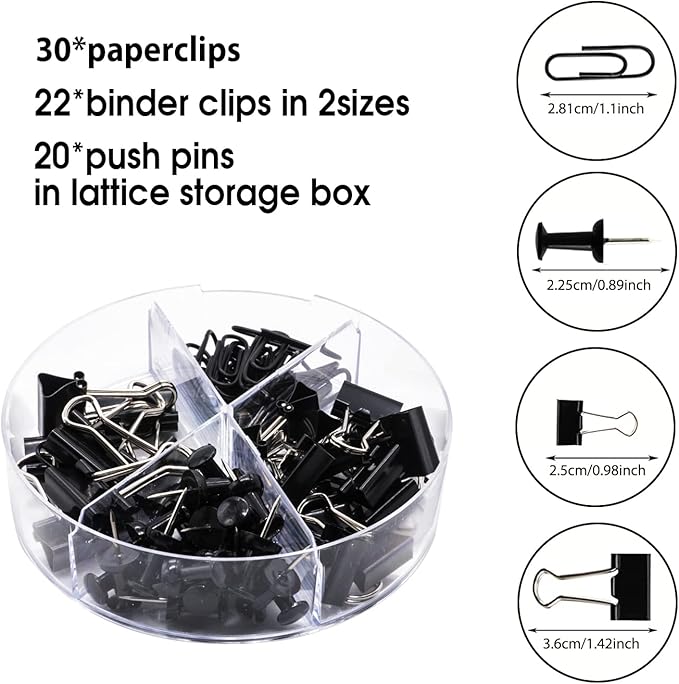 Black Desk Organizers and Accessories Office Supplies Set Stapler, Pen Holder, Phone Holder, Scissors, Pen, Ruler, 30 Paper Clips, 22 Binder Clip, 20 Tacks and 1000pcs Staples