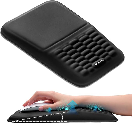 Vaydeer Ergonomic Mouse Pad with Wrist Rest – Memory Foam Mouse Pad with Wrist Support & Massage Bulge, Non-Slip PU Base, Relieves Carpal Tunnel Pain – Ideal Mouse Wrist Rest for Office & Home (Black)