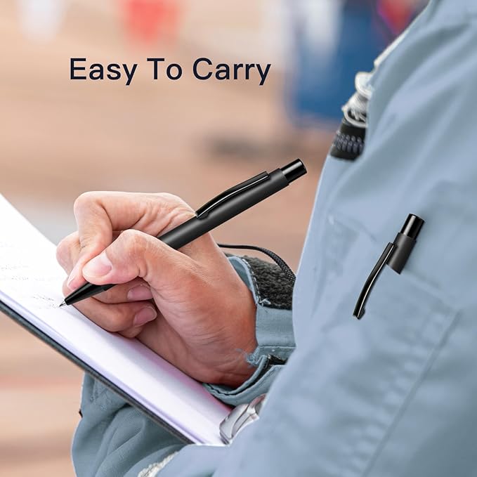 Cambond Ballpoint Pens Black Pens - Metal Pen Retractable Ink Pens for Journaling Business Police Men Flight Attendant 1.0mm Medium Point Smooth Writing, 5 Pen with 5 Refills (Black)