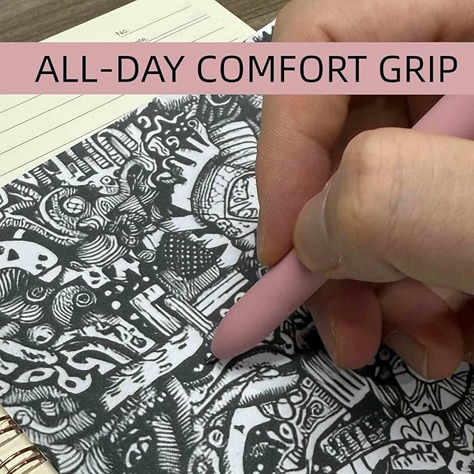 thinkor Pink Gel Pens Black Ink, 7 Pcs 0.5mm Quick Dry Fine Point Smooth Writing Pens, Cute Office School Supplies Gifts for Women