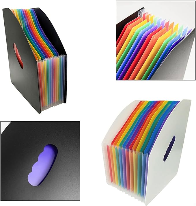 Self Standing Desktop Expanding File Organizer With 13 Pockets And 24 Colorful Labels For A4 Paper, Portable Accordion File Holder For Office And Home Use(A)