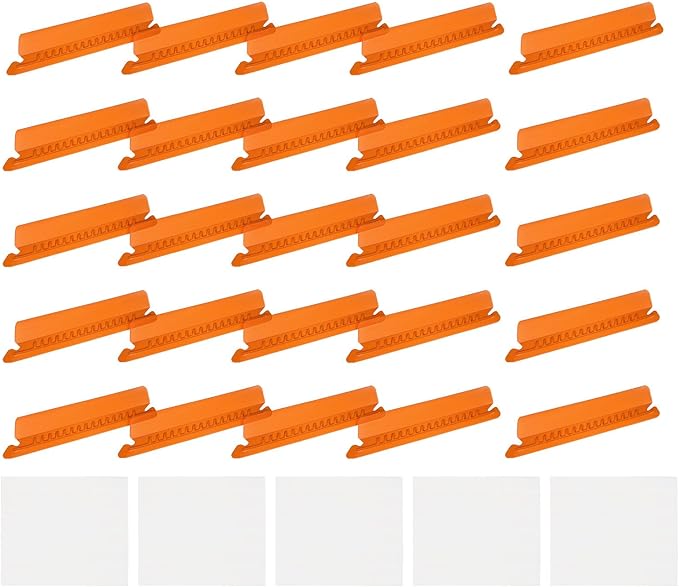 uxcell Hanging File Folder Tabs, 4 Inch Insertable Tabs and Inserts Plastic Clear File Organizer Labels Filing for Folder Quick Identification, Orange, 50 Pcs