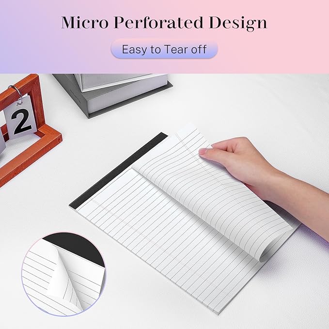 4 Pcs Legal Pads 8.5 x 11 Note Pads Colored Paper Wide Ruled Lined Paper with Micro-Perforated Writing Notebook 30 Sheets per Pad (120 Total Pages) Notepad for To-do List School & Office Supplies