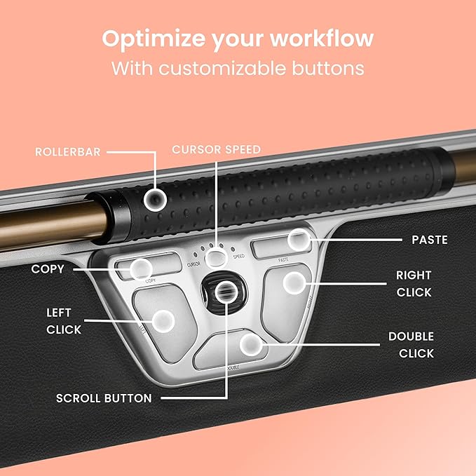 Contour RollerMouse Red Ergonomic Mouse for Shoulder Forearm Wrist Strain Relief for RSI Carpal Tunnel Centered Rollerbar 6 Customizable Buttons 10 Speed Settings Mac/PC Compatible Wireless - Regular