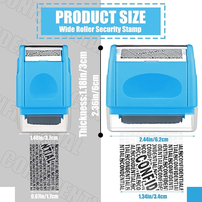 Nezyo 2 Pack Identity Protection Roller Stamp Identity Theft, Confidential, Privacy Roller Stamp Information Blocker and 4 Pack Refill Ink for ID Account Data Address Security(Blue)