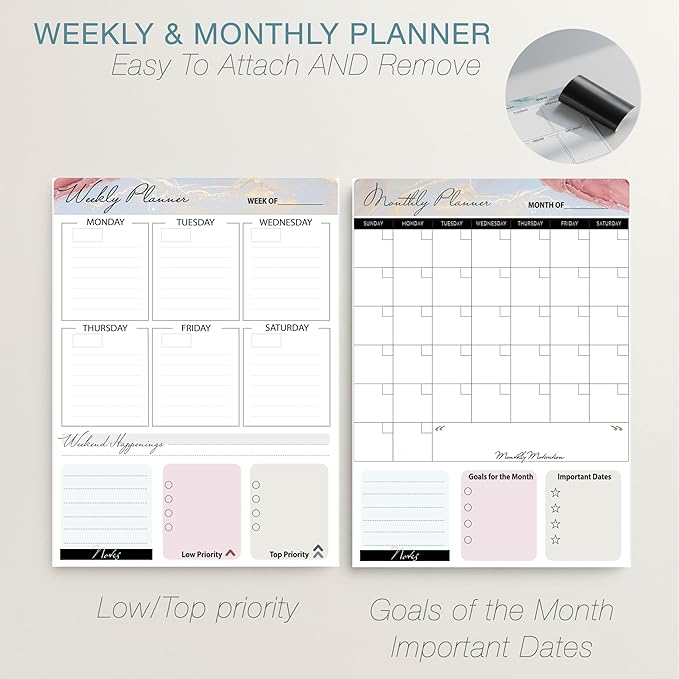 Small Whiteboard 12 x 16 Inch Magnetic Dry Erase Board with Stand & Wall Mount | Rose Gold Aluminum Frame | Planner Board with Weekly & Monthly Sheets | 3 Markers, Eraser & 2 Magnets