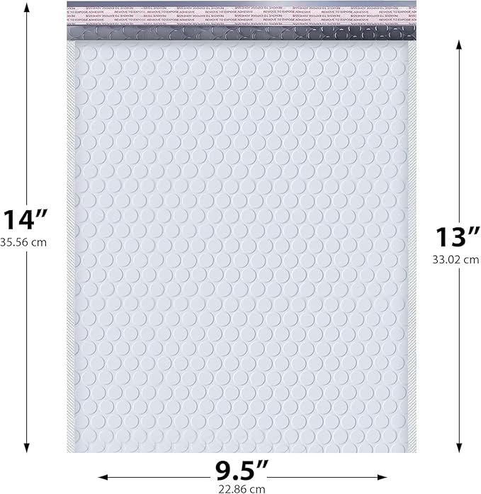 White 10x13 Inch Poly Bubble Mailers |Self Seal Padded Envelopes for Thick books | Air Cushioned Bubble Mailer | Usable Size 9.5x13 Inch | Waterproof Lightweight Mailing Shipping Bags | 100 Pack Bulk